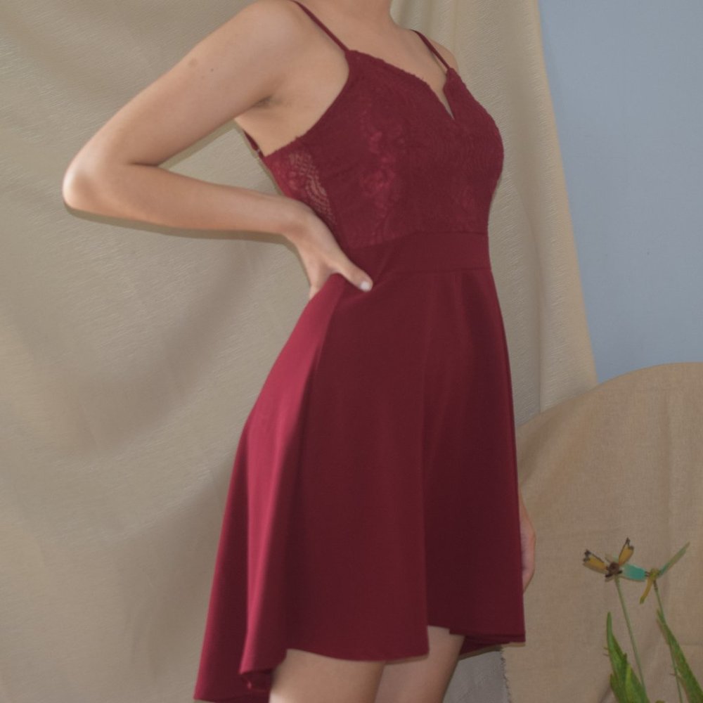 Wine Red High-Low Semi-formal Homecoming Dress
